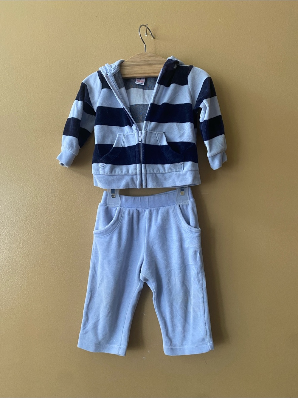 Zara Navy & Light Blue Striped Zip Hoodie with Light Blue Joggers